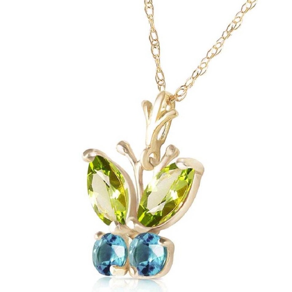 🎉HOST PICK 🎉14k Solid Gold Butterfly Necklace Blue Topaz